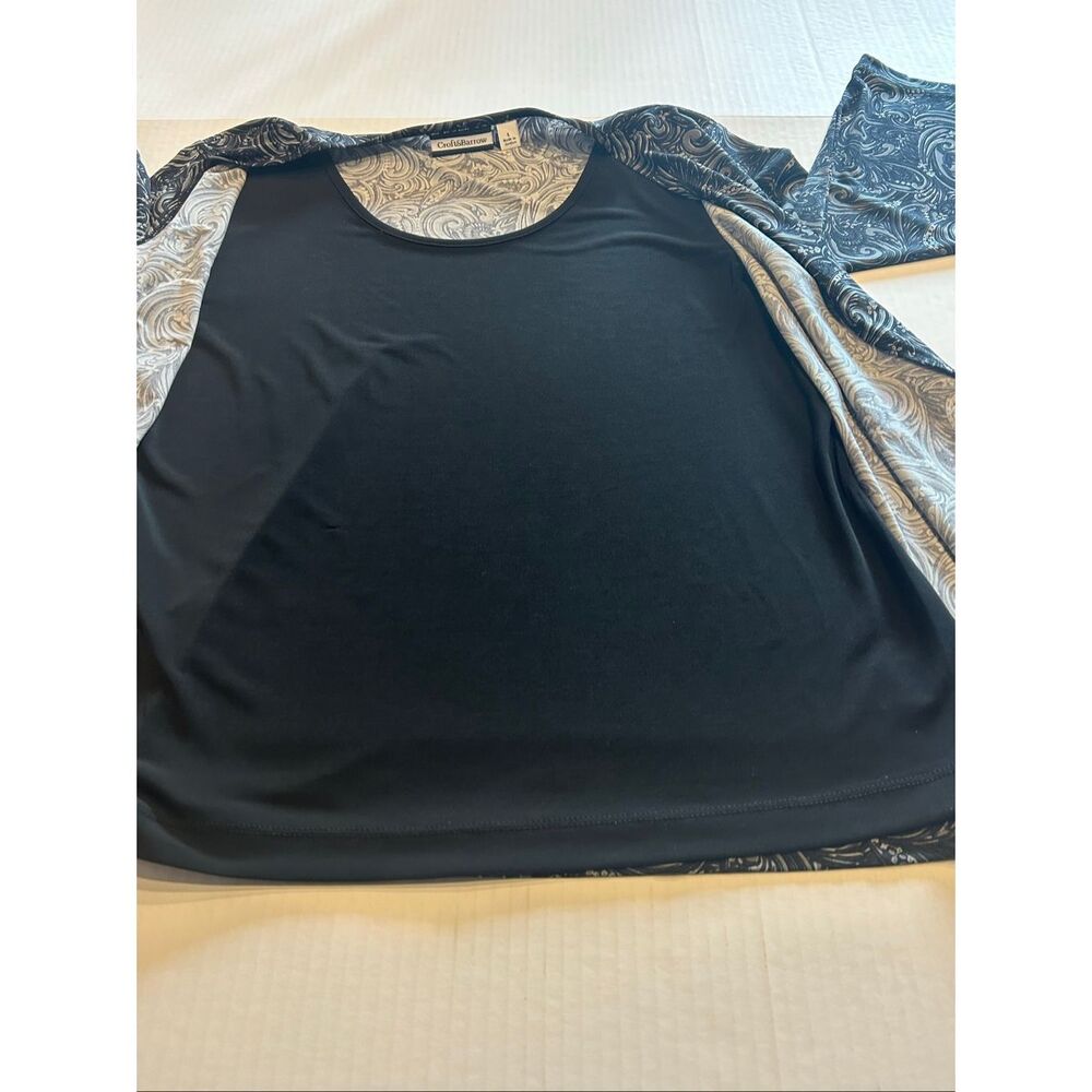 Croft & Barrow Women’s Cardigan Shell Set Size L Paisley Floral Mock Tunic Top B - Picture 8 of 10